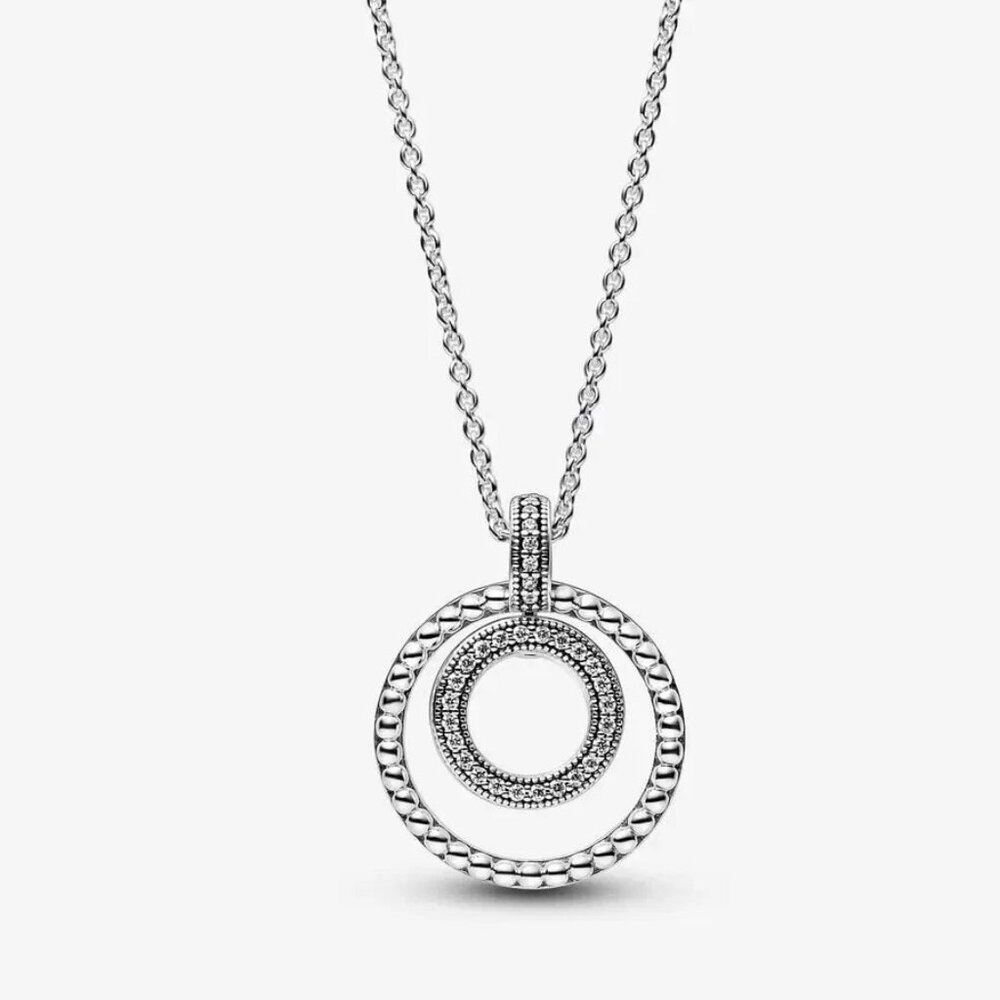 Pandora Signature Pave & Beads Pendant Necklace - 392308C01-50 -New without Tags